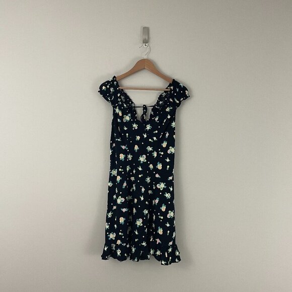 Free People Like A Lady Black Citrus Print Mini Dress Size Medium - Picture 1 of 7